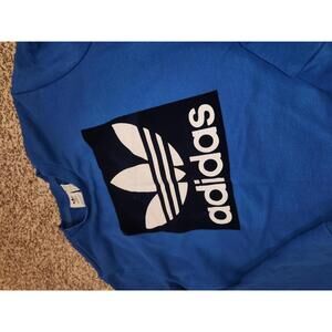 Adidas Blue Crewneck Sweatshirt with Classic Trefoil Logo - YL - EUC